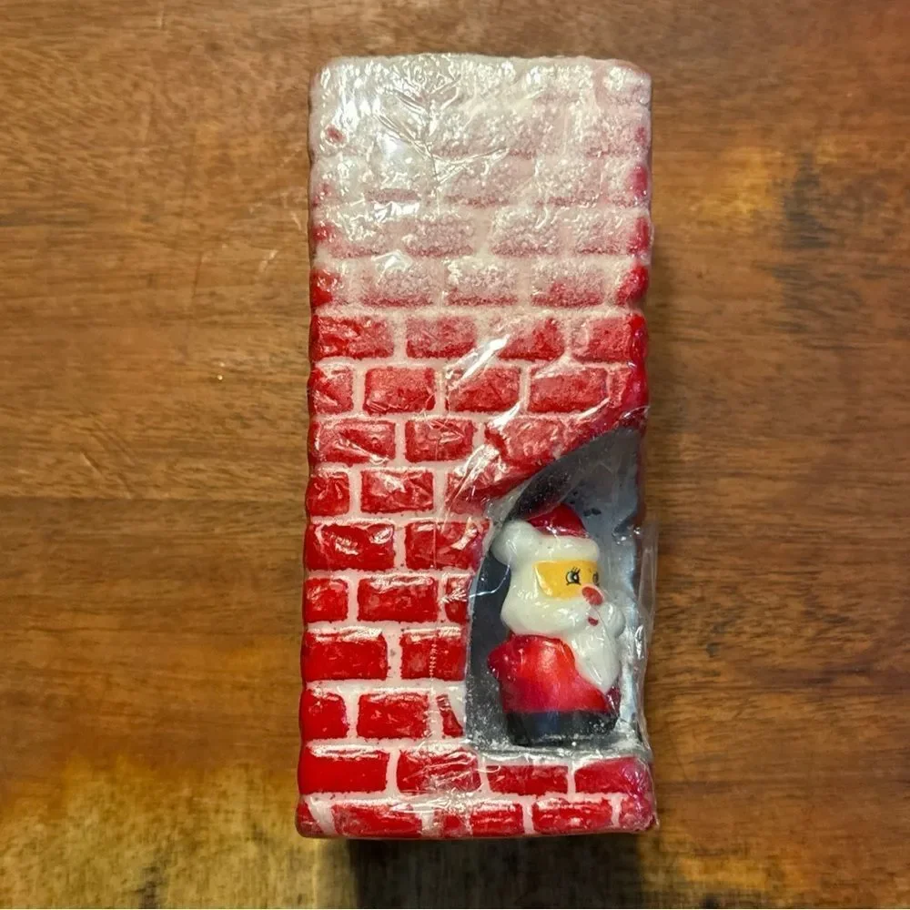 Vtg Kameyama Santa Claus Christmas Candle Chimney Snow Japan Holiday Decor